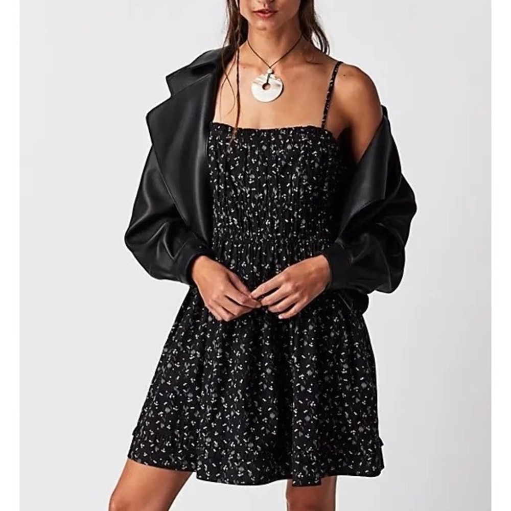 Free‎ People Mini Dress Gabby NEW  Boho Black Combo XS